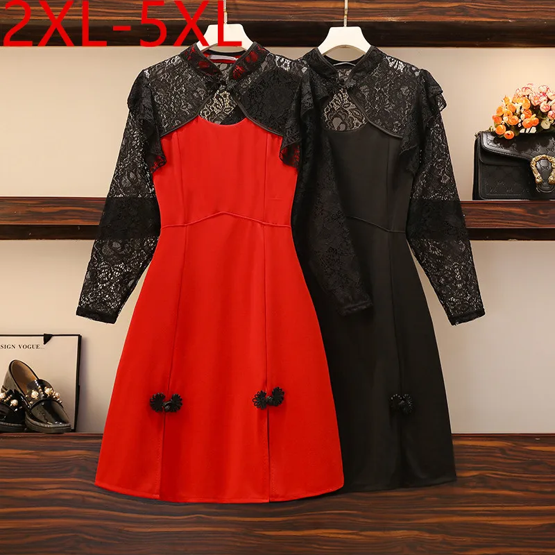 2XL-5XL Plus Size Dress For Women 2021 New Autumn Chinese Style Long Sleeve Lace Hook Flower Hollow Patchwork Split Midi Dresses
2XL-5XL Plus Size Dress For Women 2021 New Autumn Chinese Style Long Sleeve Lace Hook Flower Hollow Patchwork Split Midi Dresses