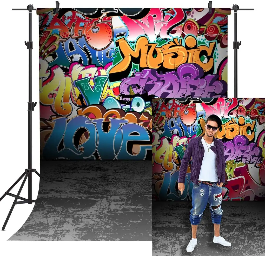 Graffiti Colorful Photography Backdrop 80 90s Hip Hop Party Photo Background Black Floor Retro Photo Background Rock Punk Party
Graffiti Colorful Photography Backdrop 80 90s Hip Hop Party Photo Background Black Floor Retro Photo Background Rock Punk Party
