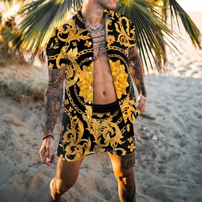 Hawaiian Men's Shirt and Shorts Set Summer Beach Printing Mens Two Piece Set Shorts Streetwear Casual Tracksuit Sweat Suits 2021
Hawaiian Men's Shirt and Shorts Set Summer Beach Printing Mens Two Piece Set Shorts Streetwear Casual Tracksuit Sweat Suits 2021