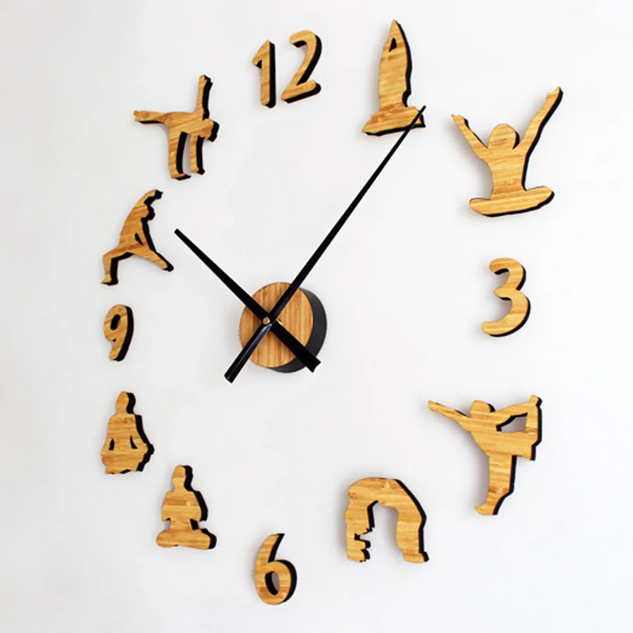 Wooden DIY Wall Clock Yoga Theme Vintage Modern Design Bamboo Clocks Retro Style Quartz Wood Wall Watch 3D Stickers Home BB50W
Wooden DIY Wall Clock Yoga Theme Vintage Modern Design Bamboo Clocks Retro Style Quartz Wood Wall Watch 3D Stickers Home BB50W