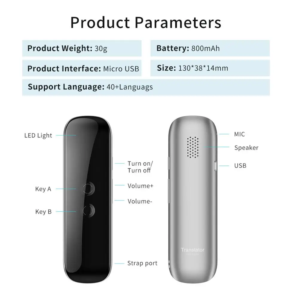Голосовой переводчик G5 70 языков многоязычный мгновенный беспроводной 2-полосный