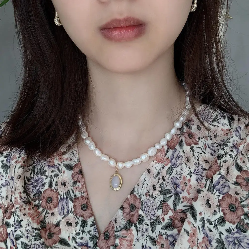 MLKENLY Irregular bead opal pendant necklace choker pearl short neck necklace 925 sterling silver charm Jewelry for women
MLKENLY Irregular bead opal pendant necklace choker pearl short neck necklace 925 sterling silver charm Jewelry for women