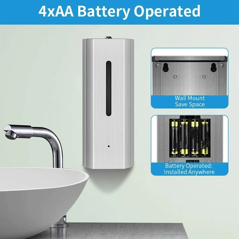 Soap Dispenser 2000ML,Automatic Sensor Stainless Steel Liquid Gel Foaming Touchless Wall Moun Hand Sanitizers Dispenser
Soap Dispenser 2000ML,Automatic Sensor Stainless Steel Liquid Gel Foaming Touchless Wall Moun Hand Sanitizers Dispenser