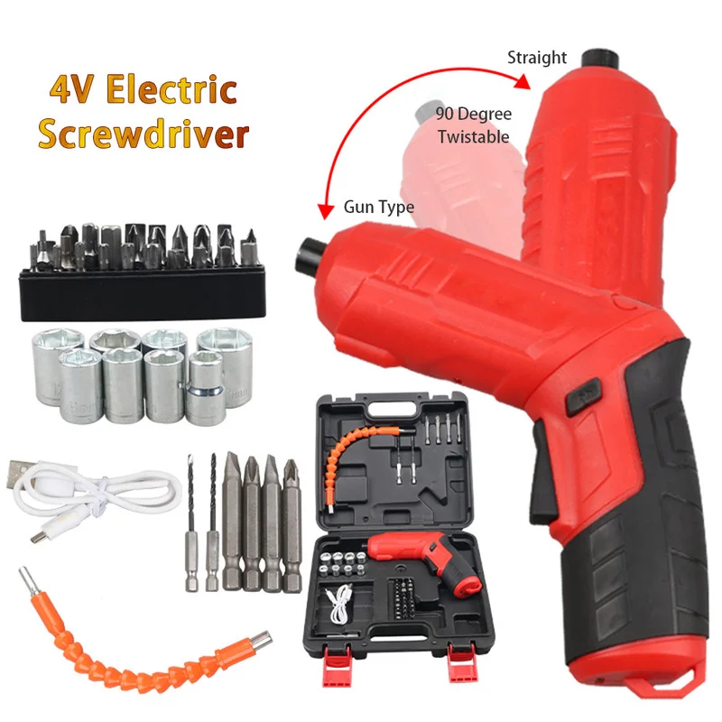 Electric Screwdriver 4V Lithium-Ion Cordless Screwdriver Kit Cordless Drill Electric Drill Rechargeable Led Light Power Tools
Electric Screwdriver 4V Lithium-Ion Cordless Screwdriver Kit Cordless Drill Electric Drill Rechargeable Led Light Power Tools
