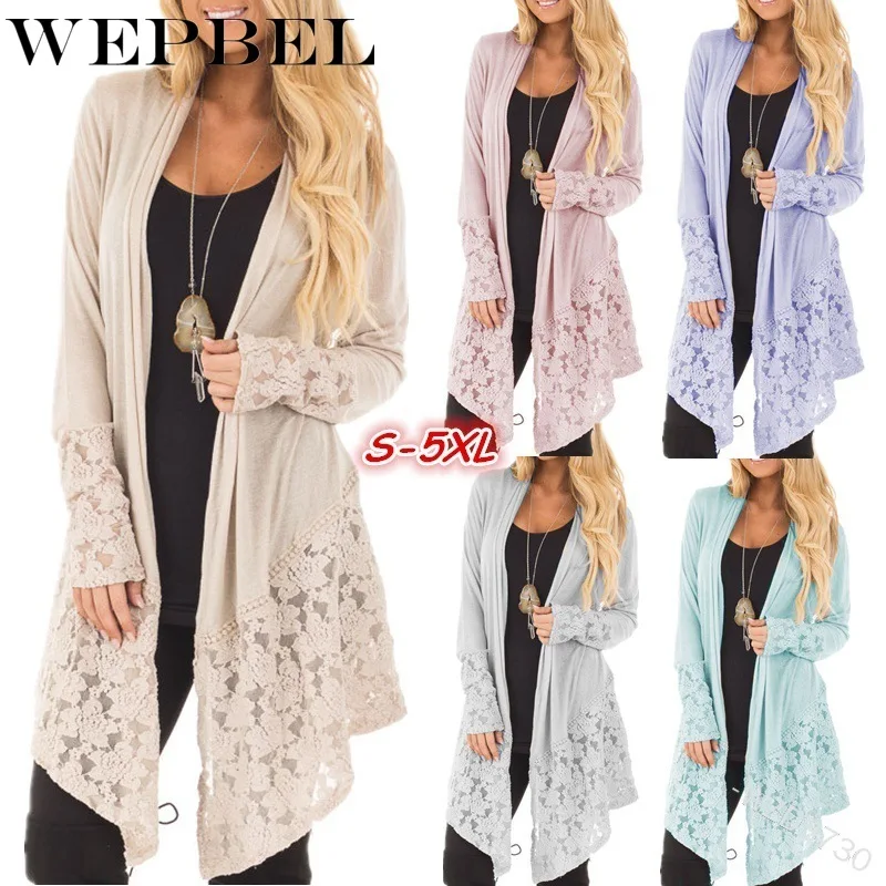 WEPBEL Women's Long-Sleeve Knitwear Coat Casual Patchwork Lace V-Neck Mid-Length Lace Cardigan Thin Coat
WEPBEL Women's Long-Sleeve Knitwear Coat Casual Patchwork Lace V-Neck Mid-Length Lace Cardigan Thin Coat