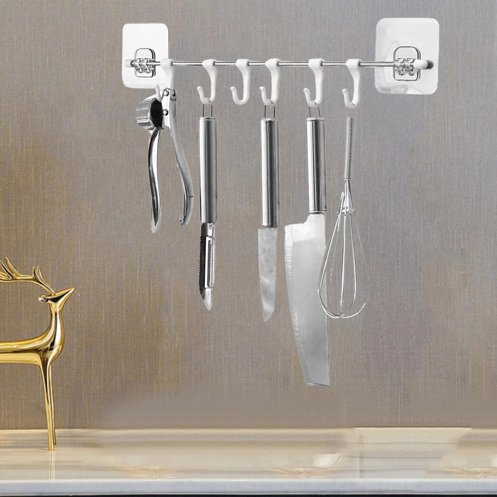 6 Hooks Kitchen Rail Rack Bathroom Organizer Removable Hooks BBQ Tools Measuring Spoons Coffee Mug Cups Tags Coats
6 Hooks Kitchen Rail Rack Bathroom Organizer Removable Hooks BBQ Tools Measuring Spoons Coffee Mug Cups Tags Coats