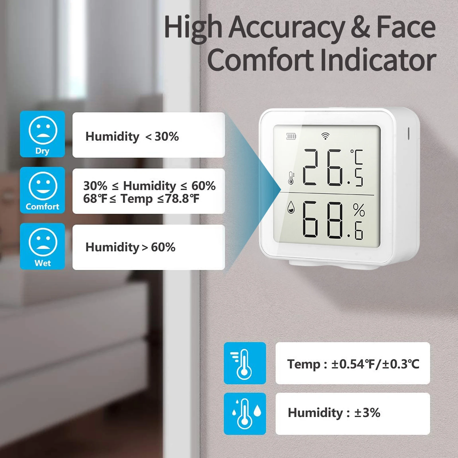 WIFI Smart Temperature And Humidity Sensor Smart Home Indoor Smart Linkage With Air Conditioner And Alarm WiFi
WIFI Smart Temperature And Humidity Sensor Smart Home Indoor Smart Linkage With Air Conditioner And Alarm WiFi
