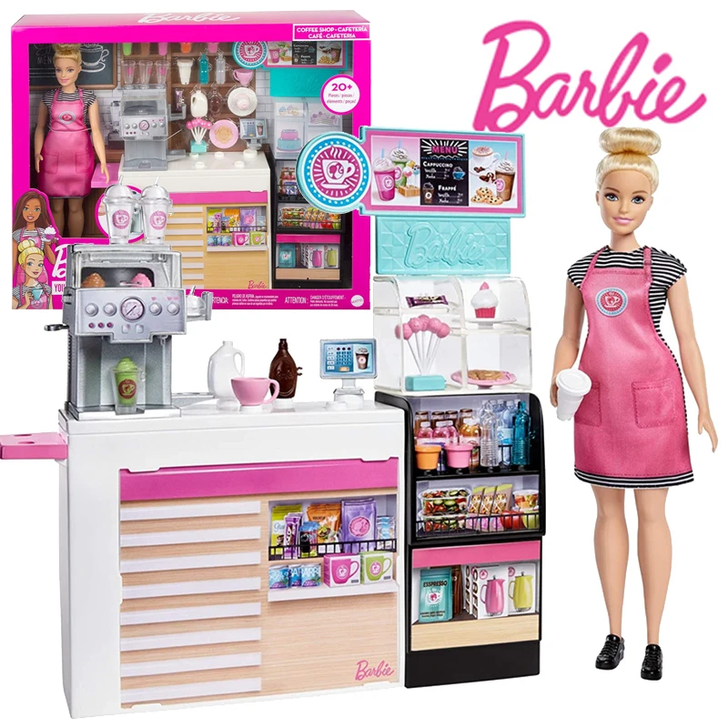 

Barbie Doll Playsets GMW03 Pop Naschcafe Playset Coffee Shop Ice Dessert House with Funny Accessories Playhouse Toy Girls Poison