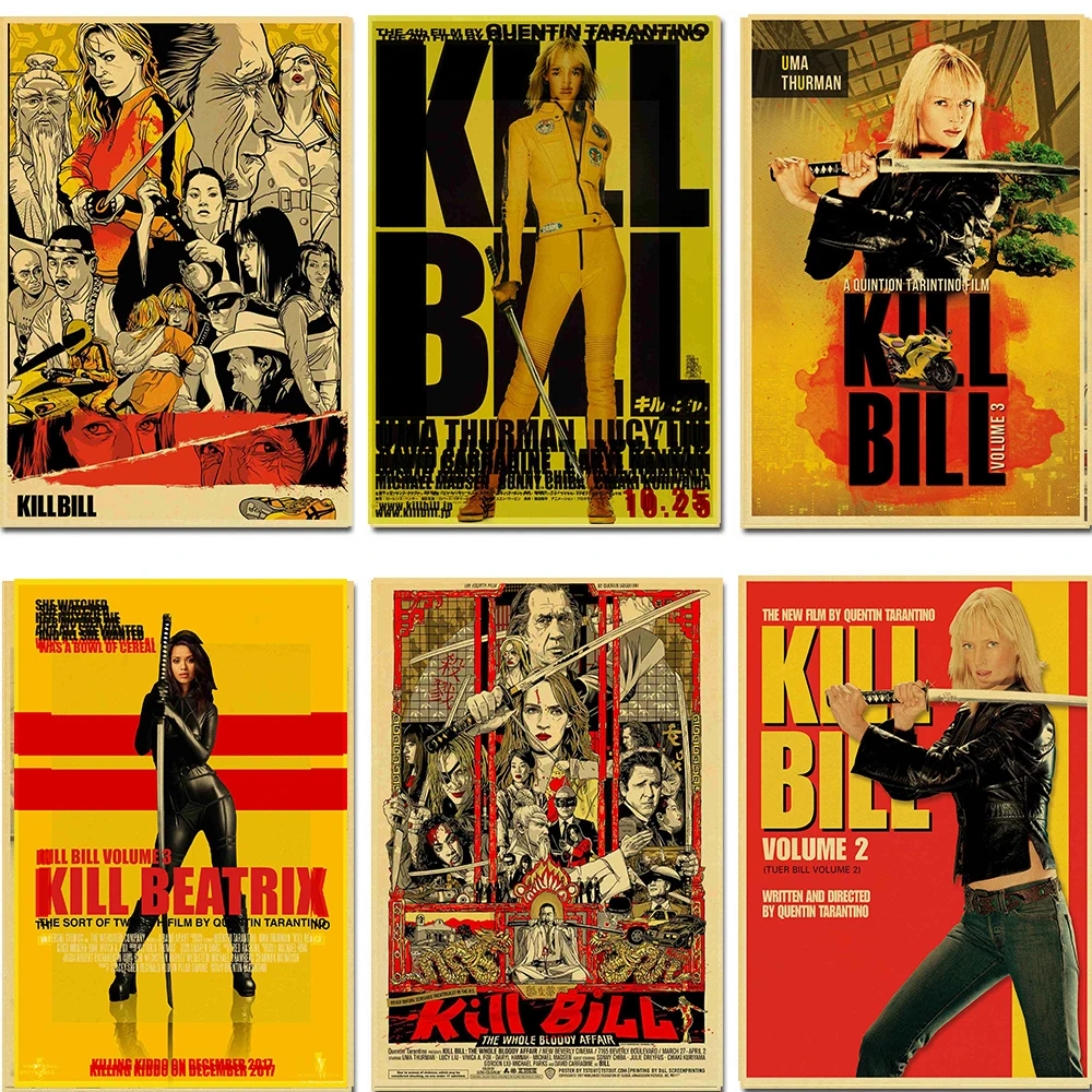Классический ретро постер Kill Bill Vol.1 из крафт бумаги украшение для стен в баре кафе