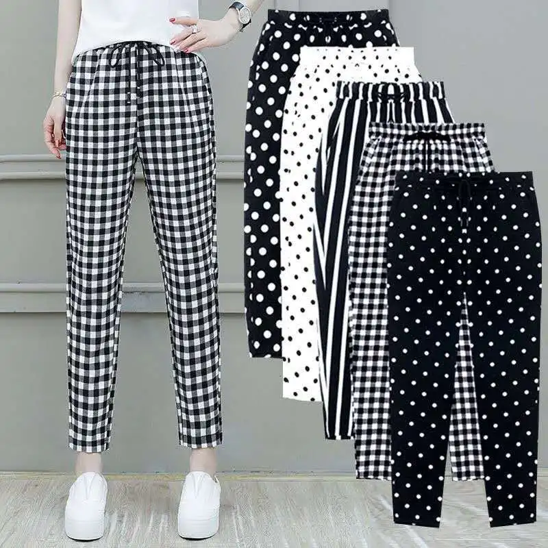 2020 Summer New Women Trousers Plus Size 4XL Female Capris Plaid Ankle-Length Pants Casual Dot Pants Drawstring Striped Pant G
2020 Summer New Women Trousers Plus Size 4XL Female Capris Plaid Ankle-Length Pants Casual Dot Pants Drawstring Striped Pant G
