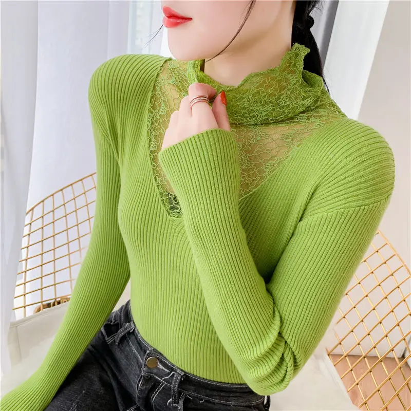 In autumn and winter of 2020, the new high-necked sweater is slim and slim, and the long-sleeved sweater lace stitching bottom
In autumn and winter of 2020, the new high-necked sweater is slim and slim, and the long-sleeved sweater lace stitching bottom