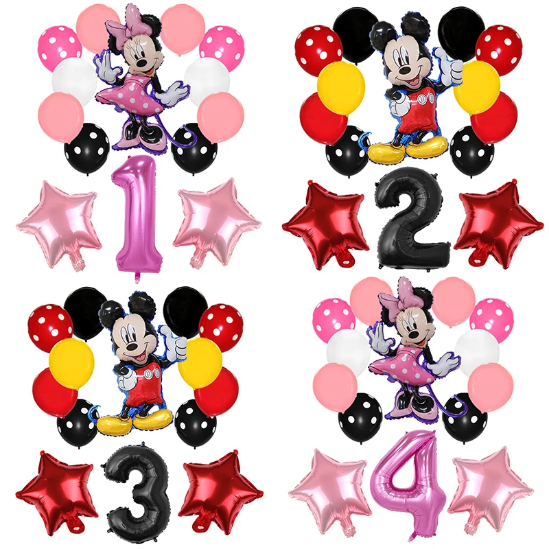 Надувные шары с Микки и Минни Маус украшение для дня рождения шарик цифрами