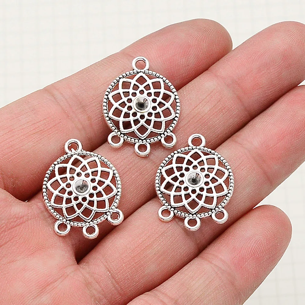 

30pcs/Lots 18x24mm Antique Silver Plated Dreamcatcher Connectors Pendants For DIY Jewelry Making Finding Supplies hqd Wholesale