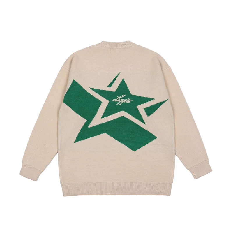Autumn Letter Stars Jacquard Apricot Men Harajuku Knitted Sweater Korean Fashion Clothing Cotton Casual Women Pullover Sudaderas
Autumn Letter Stars Jacquard Apricot Men Harajuku Knitted Sweater Korean Fashion Clothing Cotton Casual Women Pullover Sudaderas