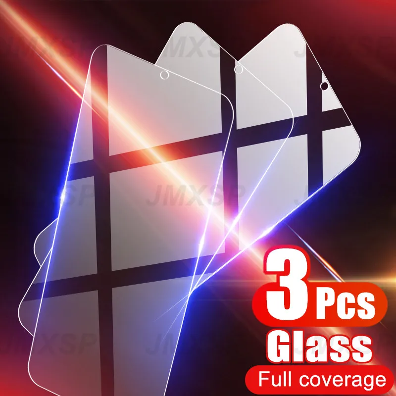 Закаленное стекло 3 шт. для Xiaomi Poco X3 NFC M3 F1 F2 Mi A3 A2 Lite A1 Защитное Max 2 Mix 2S Play CC9E