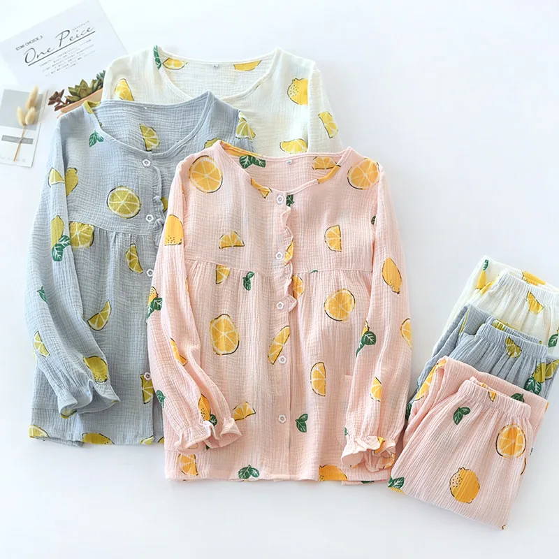Women's Pajamas se Ladies Spring And Autumn Cotton Round Neck Long-sleeved Full Length Loose Cute Female Cardigan Home Service
Women's Pajamas se Ladies Spring And Autumn Cotton Round Neck Long-sleeved Full Length Loose Cute Female Cardigan Home Service