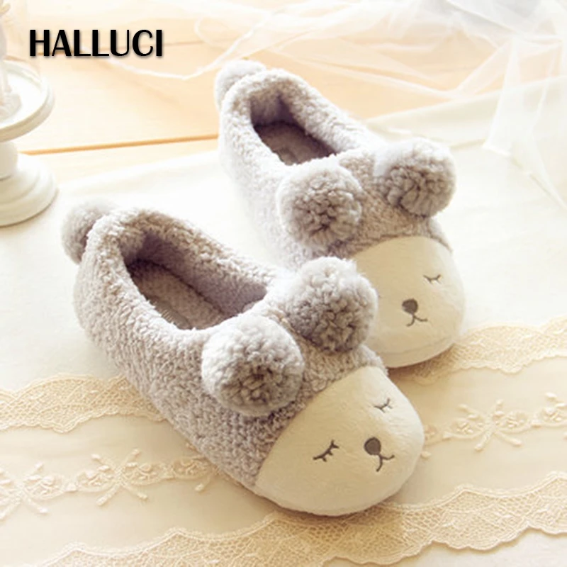

Winter warm cute lovers Slipper flats shoes women home Slippers indoor loafers casual sheep Bedroom non-slip cotton shoes women