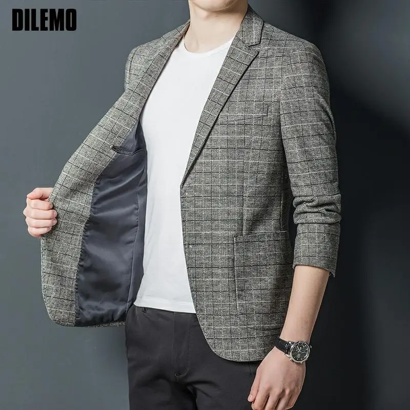 Top Grade New Designer Brand Casual Fashion Plaid Men Blazer Slim Fit Casual Jacket Business Party Suit Coat Mens Clothing 2021
Top Grade New Designer Brand Casual Fashion Plaid Men Blazer Slim Fit Casual Jacket Business Party Suit Coat Mens Clothing 2021