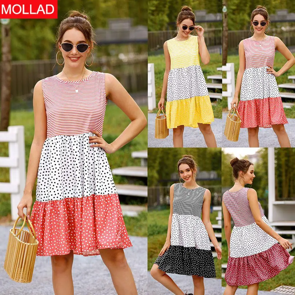 Women's Clothing European and American Summer Polka Dot Stitching Swing Dress Knee-length Women Dresses
Women's Clothing European and American Summer Polka Dot Stitching Swing Dress Knee-length Women Dresses