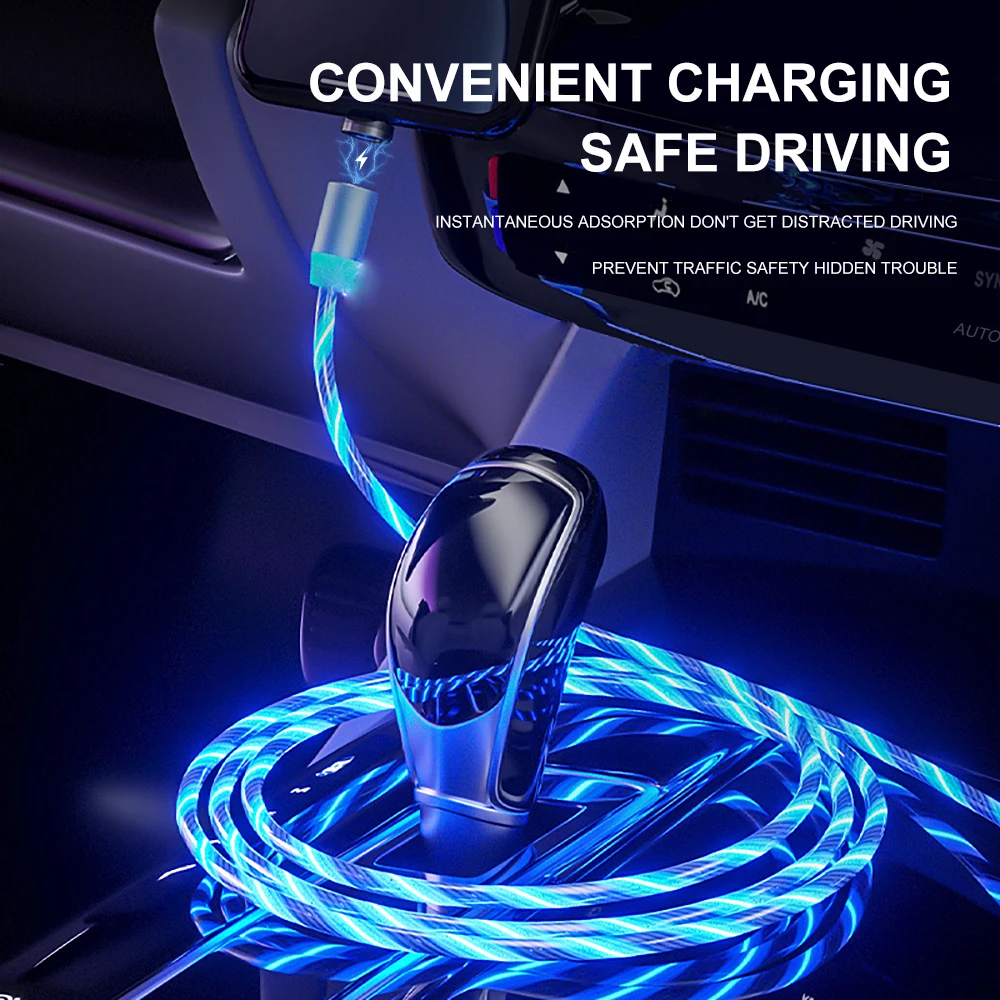 2M Lighting Magnetic Charger for iPhone Cable Flowing Light LED Micro USB Cable Type-C Charging Wire Magnet Charger Type Tape C 
2M Lighting Magnetic Charger for iPhone Cable Flowing Light LED Micro USB Cable Type-C Charging Wire Magnet Charger Type Tape C