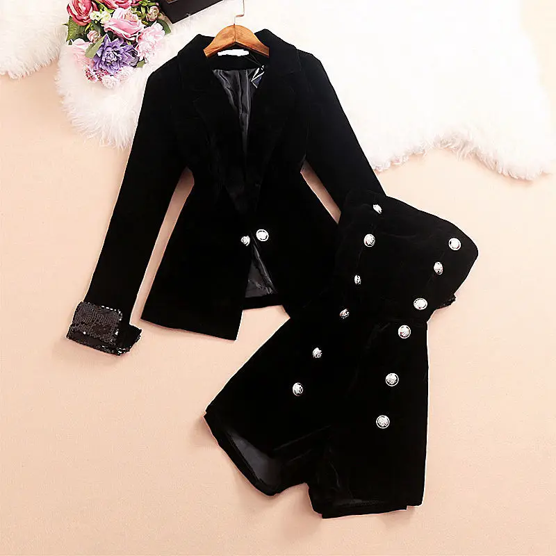 Elegant Velvet Blazer Women England Solid Long Blazer +Double Breasted Tube Top Jumpsuit Suit Femme Women Jackets Two Piece Set
Elegant Velvet Blazer Women England Solid Long Blazer +Double Breasted Tube Top Jumpsuit Suit Femme Women Jackets Two Piece Set