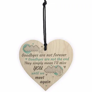 Goodbyes Are Not Forever Wooden Hanging Memorial Berevement Heart Plaque Heaven Sign Christmas Gift