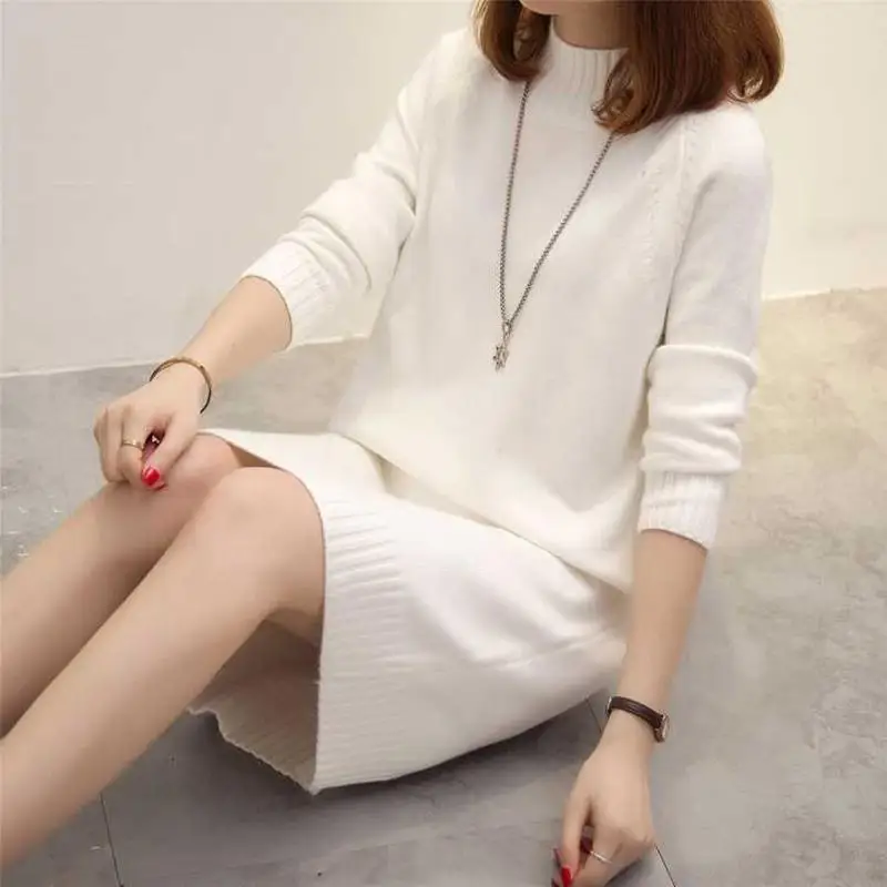 Winter Slim Long Sweater Women Warm Half-high Collar Pullover Sweater Dress Plus Size Knitted Bottoming Top
Winter Slim Long Sweater Women Warm Half-high Collar Pullover Sweater Dress Plus Size Knitted Bottoming Top