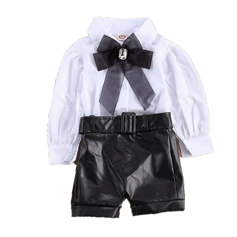 Girls Puff Sleeve Shirt + Leather Pants Suit with Bow and Belt Toddler Girl Fall Clothes 2021 Kids Boutique Clothing Wholesale
Girls Puff Sleeve Shirt + Leather Pants Suit with Bow and Belt Toddler Girl Fall Clothes 2021 Kids Boutique Clothing Wholesale