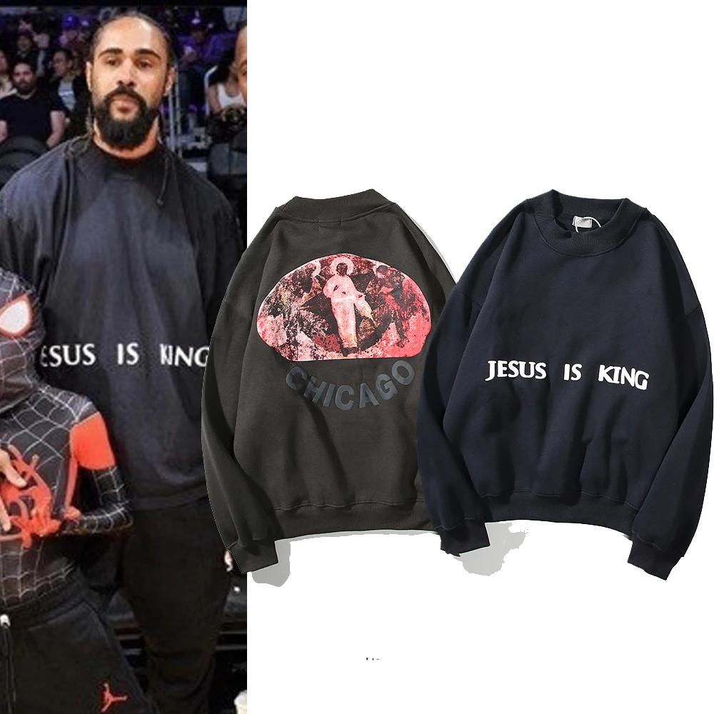 Jesus Is King Man Fleece Sweatshirt Hip Hop Kanye West Pullovers Vintage Men Streetwear Kendall Jenner Pullovers Hoodies Women
Jesus Is King Man Fleece Sweatshirt Hip Hop Kanye West Pullovers Vintage Men Streetwear Kendall Jenner Pullovers Hoodies Women