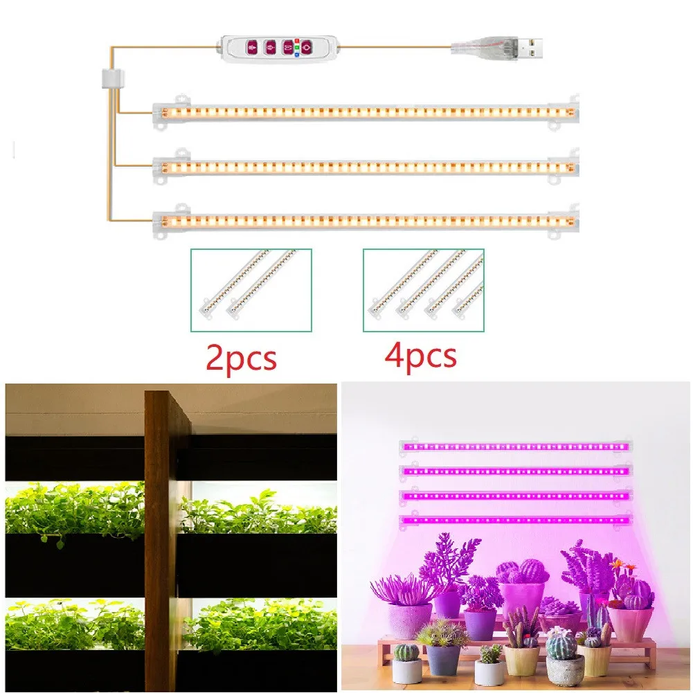 2/4pcs Indoor LED Plant Grow Light Strips With USB Timer Dimmable Levels Growing Lamps Full Spectrum Hydroponics Growing Lamps
2/4pcs Indoor LED Plant Grow Light Strips With USB Timer Dimmable Levels Growing Lamps Full Spectrum Hydroponics Growing Lamps