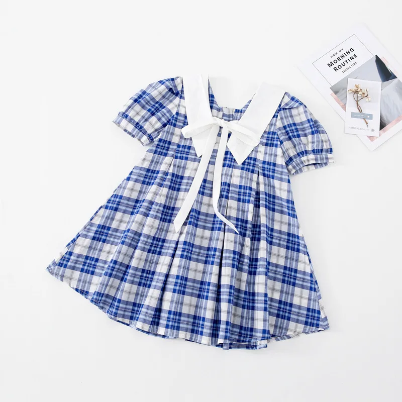 Girls Blue Plaid Dress 2021 Summer New Cotton Bubble Short Sleeve Little Girl Bowtie Sweet Princess Dresses 
Girls Blue Plaid Dress 2021 Summer New Cotton Bubble Short Sleeve Little Girl Bowtie Sweet Princess Dresses
