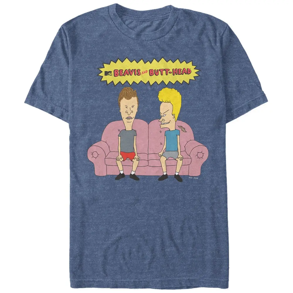 Мужская хлопковая футболка с коротким рукавом Beavis черная логотипом дивана в