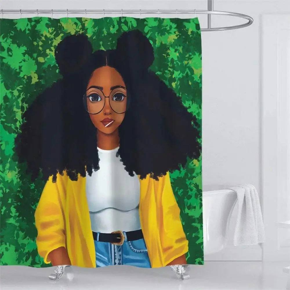 XINTHAN Black Woman Shower Curtain for Bathroom, African American Black Cute Girl Bathroom Set with Hooks Waterproof Washable, 7
XINTHAN Black Woman Shower Curtain for Bathroom, African American Black Cute Girl Bathroom Set with Hooks Waterproof Washable, 7