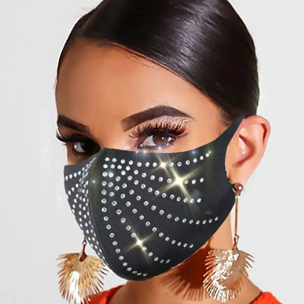 2020 Fashion Sparkly Rhinestone Mask Elastic Reusable Washable Fashion Masks Face Bandana Face Decor Women Jewelry
2020 Fashion Sparkly Rhinestone Mask Elastic Reusable Washable Fashion Masks Face Bandana Face Decor Women Jewelry