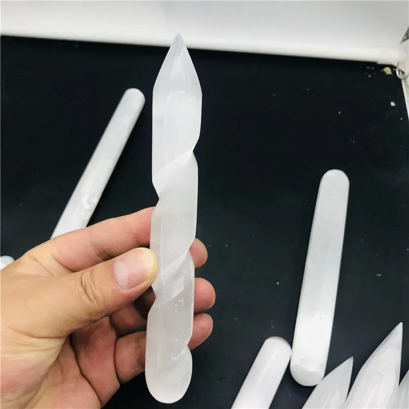 Rock selenite crystal quartz wand Himalayan white gypsum Gemstones massage stick Crystal Reiki healing
Rock selenite crystal quartz wand Himalayan white gypsum Gemstones massage stick Crystal Reiki healing