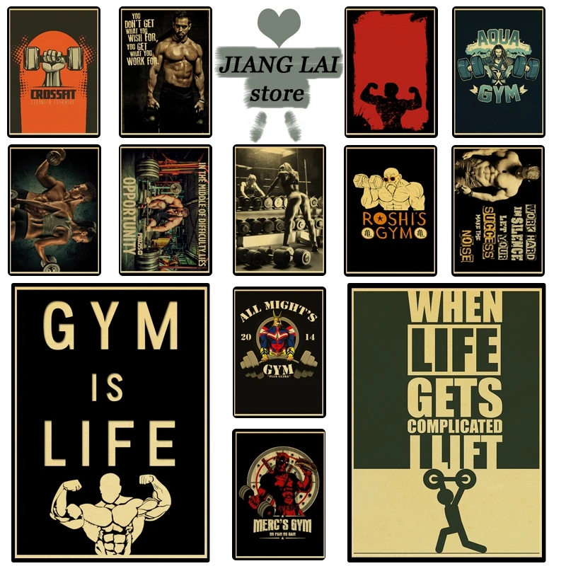 Muscle Bodybuilding Fitness Motivational Quotes Art Poster Painting Retro Poster Wall Picture Print for Home Gym Office Decor
Muscle Bodybuilding Fitness Motivational Quotes Art Poster Painting Retro Poster Wall Picture Print for Home Gym Office Decor