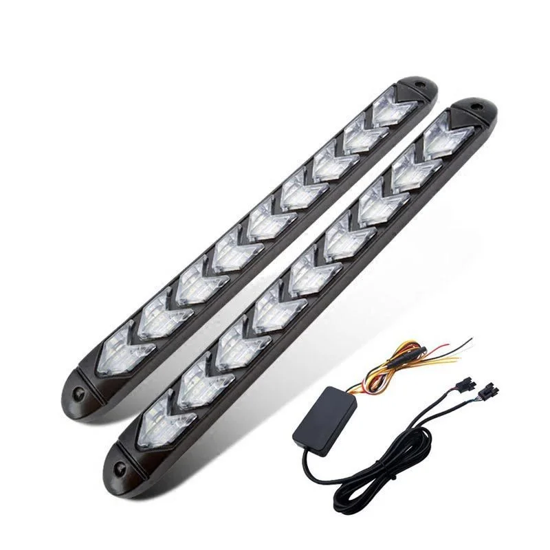 2 pcs 12V Universal Car LED Daytime Running Light Waterproof Headlight Strip Sequential Flow Yellow Turn Signal White DRL Light
2 pcs 12V Universal Car LED Daytime Running Light Waterproof Headlight Strip Sequential Flow Yellow Turn Signal White DRL Light
