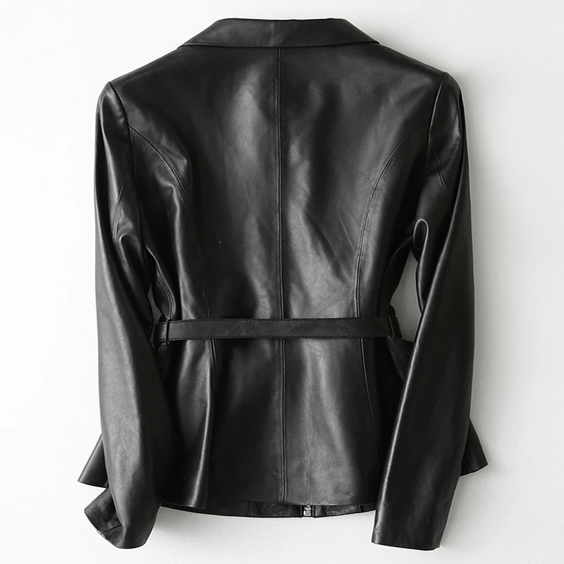 Фото 2020 Модная брендовая Женская куртка из натуральной кожи элегантная Уличная