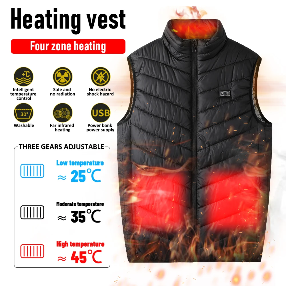 4 zone heating vest jacket USB men's winter dual-control intelligent constant temperature electric heating clothing outdoor vest
4 zone heating vest jacket USB men's winter dual-control intelligent constant temperature electric heating clothing outdoor vest