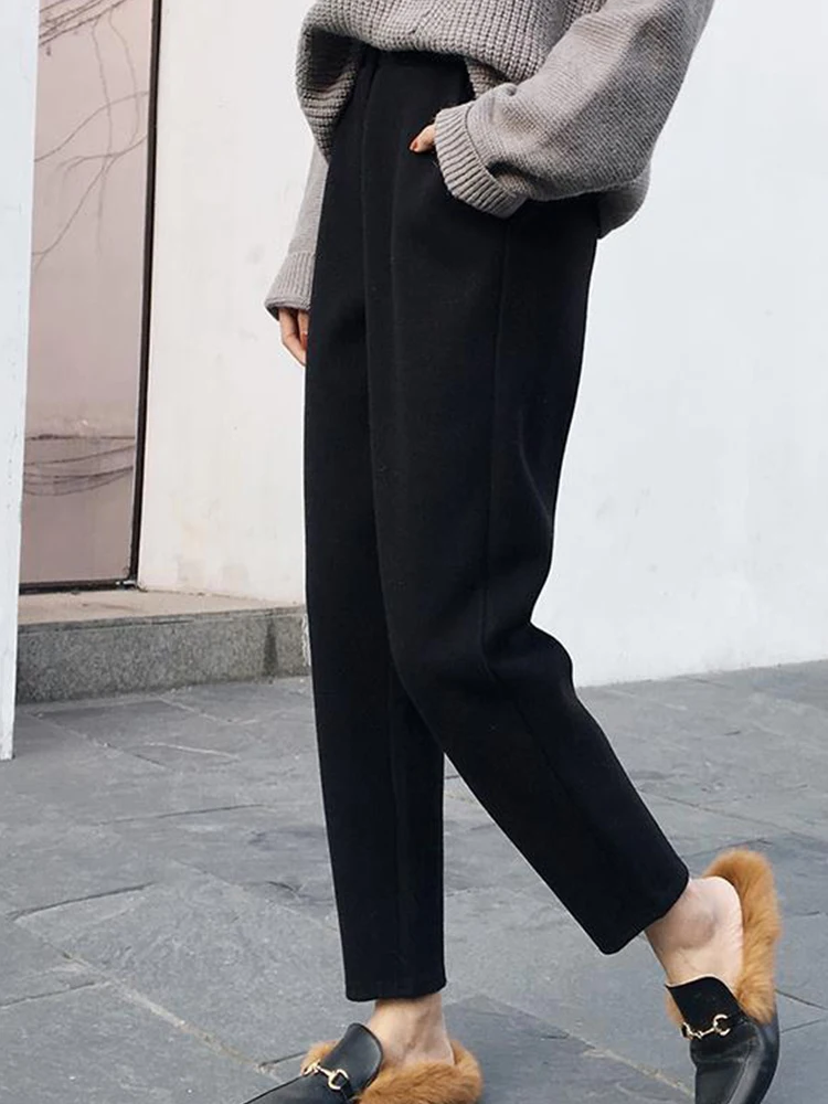 Women's Spring Autumn Style Woolen Straight Pants Women's Solid Color Pockets Harem Pants Casual Ankle-Length Pants KK0336
Women's Spring Autumn Style Woolen Straight Pants Women's Solid Color Pockets Harem Pants Casual Ankle-Length Pants KK0336