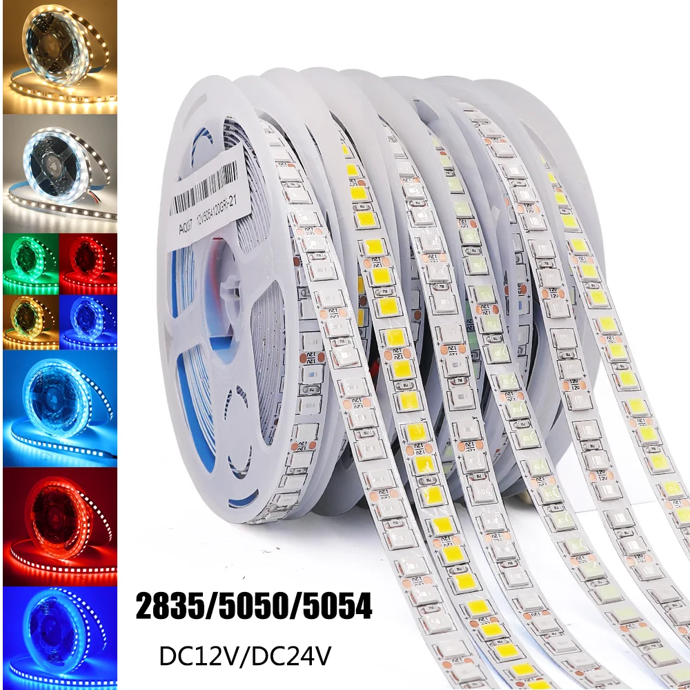 

12V 24V LED Strip Light 5M 5050 RGB Led Tape 5054 5630 2835 Flexible Light Ribbon Diode 60/120 Leds/M Waterproof Led Stripe Lamp