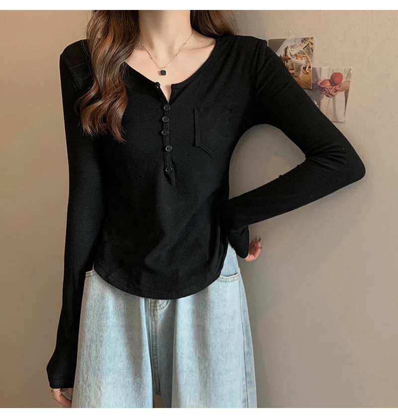 WW0724 Women's new bottoming shirt new cropped top Slim v-neck long-sleeved t-shirt
WW0724 Women's new bottoming shirt new cropped top Slim v-neck long-sleeved t-shirt