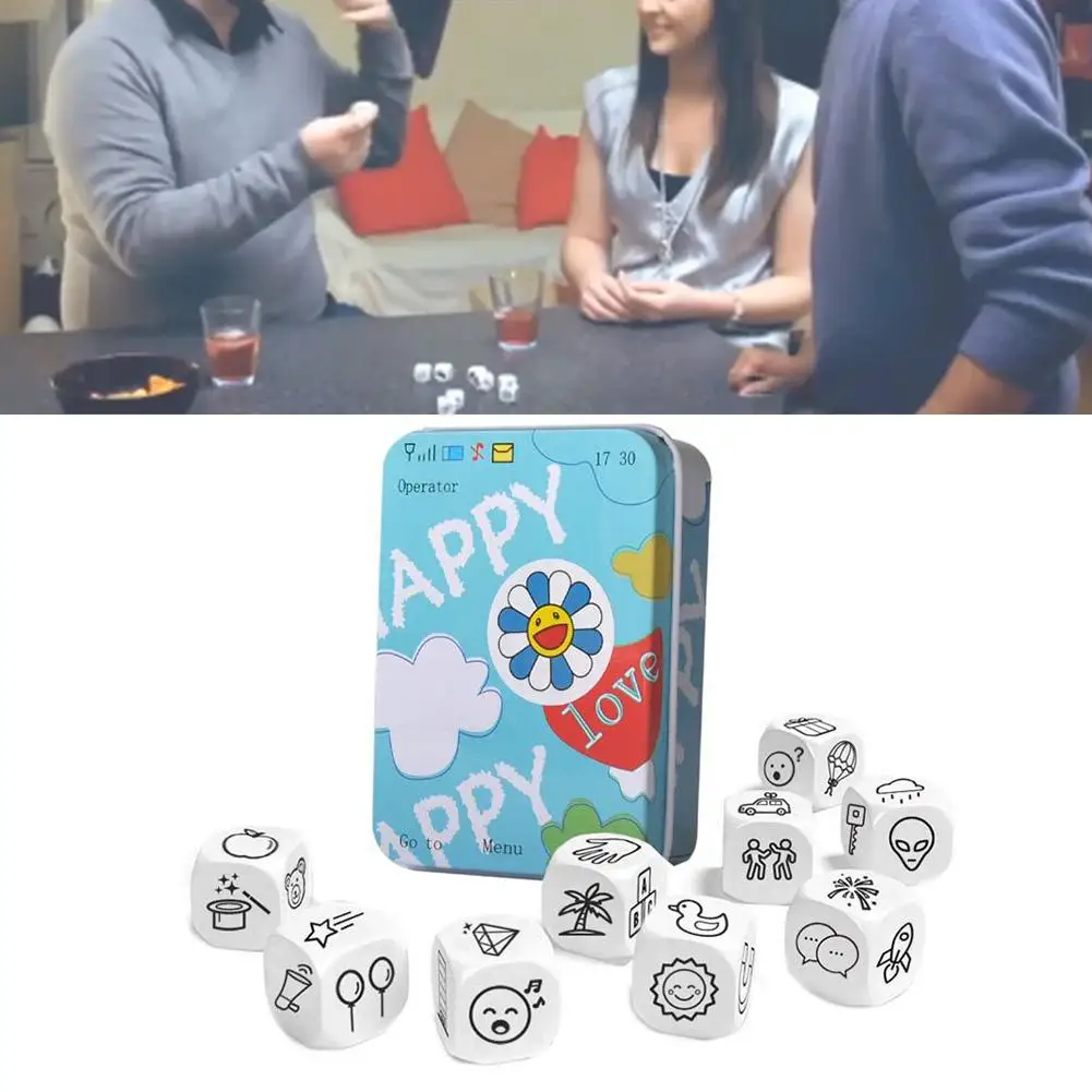 Story Dice Cubes Puzzle Board Game Telling Story Metal Boxes Fun English Game Family Party Friends Playing Games
Story Dice Cubes Puzzle Board Game Telling Story Metal Boxes Fun English Game Family Party Friends Playing Games