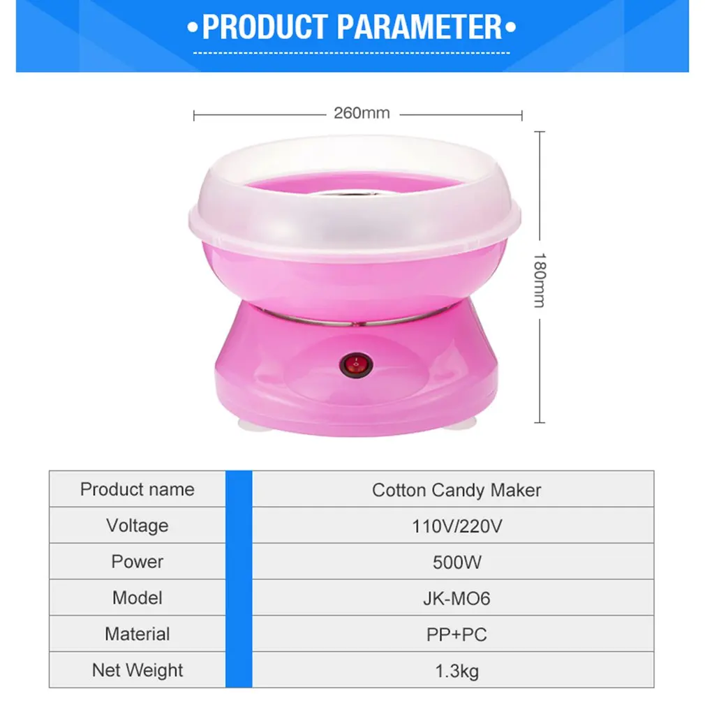 Electric DIY Mini Sweet Cotton Candy Maker Marshmallow Machines Portable Cotton Sugar Floss Machine 450W
Electric DIY Mini Sweet Cotton Candy Maker Marshmallow Machines Portable Cotton Sugar Floss Machine 450W