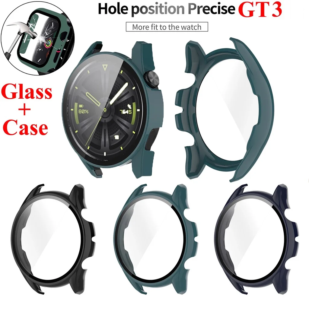 

For Huawei Watch GT 3 46mm 2 GT3 42mm GT2 Pro PC+ Tempered Glass Case All-inclusive Screen Protector Cover Bumper Shell