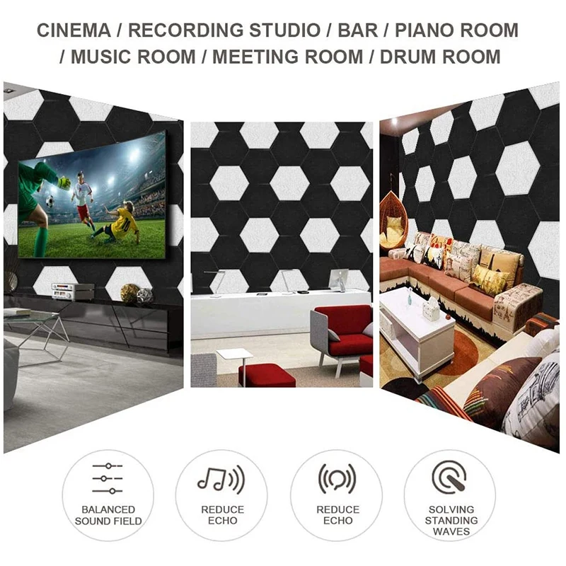 Quality 20 Pcs Acoustic Panel Sound Insulation Board,Hexagon Sound Insulation Pad,for Sound Insulation and Acoustic Treatment
Quality 20 Pcs Acoustic Panel Sound Insulation Board,Hexagon Sound Insulation Pad,for Sound Insulation and Acoustic Treatment