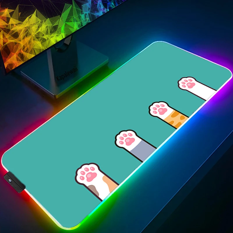 RGB Mouse Pad LED Light Gamers Backlight Large Soft Gaming Glowing Mouse Gamer Keyboard Cat Paw Mouse Pad For Gamer Accessories
RGB Mouse Pad LED Light Gamers Backlight Large Soft Gaming Glowing Mouse Gamer Keyboard Cat Paw Mouse Pad For Gamer Accessories