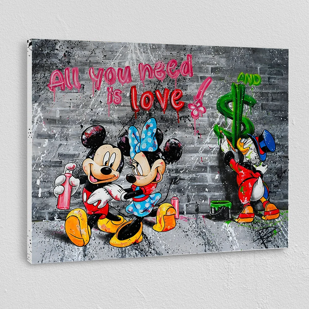 All You Need is Love Mickey Mouse Graffiti Art Paintings on the Wall Art Posters and Prints Street Art Canvas Pictures Cuadros
All You Need is Love Mickey Mouse Graffiti Art Paintings on the Wall Art Posters and Prints Street Art Canvas Pictures Cuadros