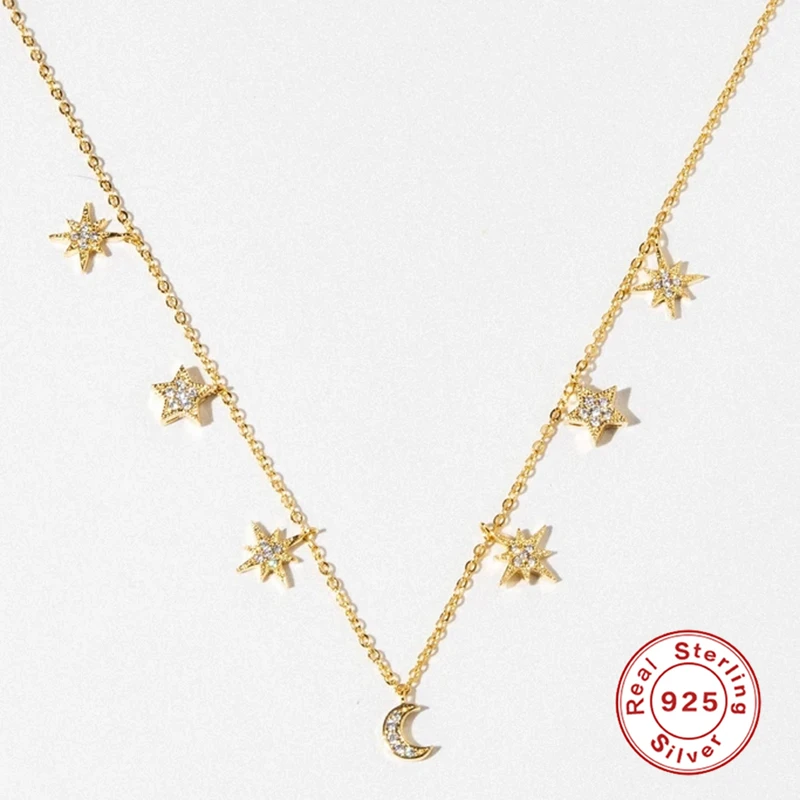AIDE 925 Sterling Silver Jewelry Korean INS Star Moon Clavicle Chain Choker Necklaces For Woman Girl Gift Collare bijoux femme
AIDE 925 Sterling Silver Jewelry Korean INS Star Moon Clavicle Chain Choker Necklaces For Woman Girl Gift Collare bijoux femme