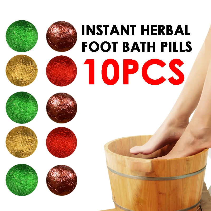 

10pcs Chinese Medicine Foot Bath Pills Wormwood Ginger Saffron Pepper Detoxification Relaxation Sleep Aid Hydrotherapy Powder